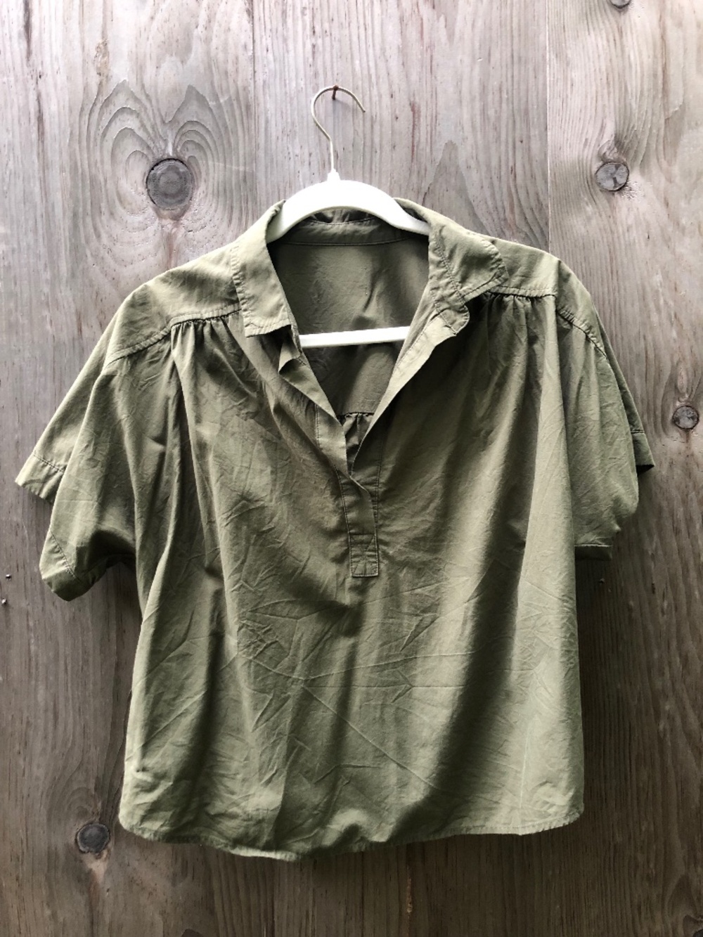 Cotton top,army green color, no tag, estimate  M-L,  pit to pit 21”, 22” long
